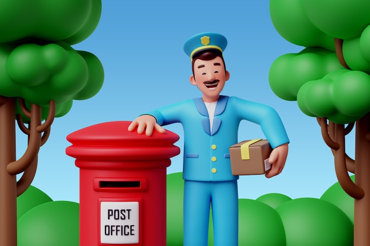 PSD gratuit rendu 3d du personnage du facteur