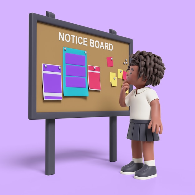 PSD gratuit rendu 3d d'une fille afro en classe