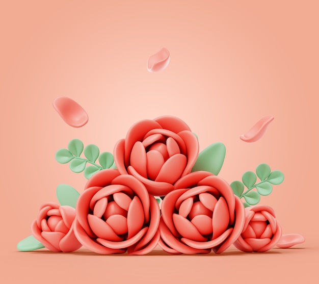 PSD gratuit rendu 3d de fleurs nature morte