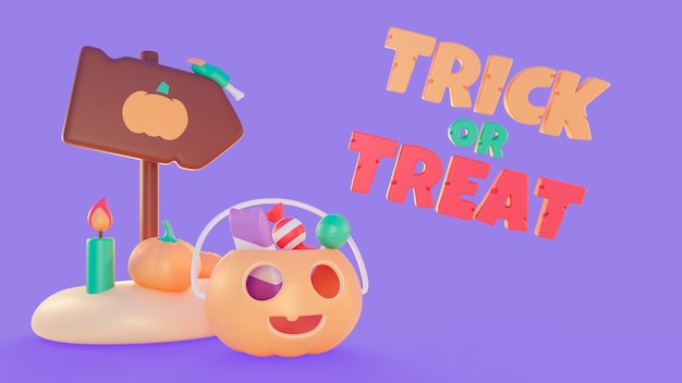 PSD gratuit rendu 3d fond d'halloween avec des éléments effrayants