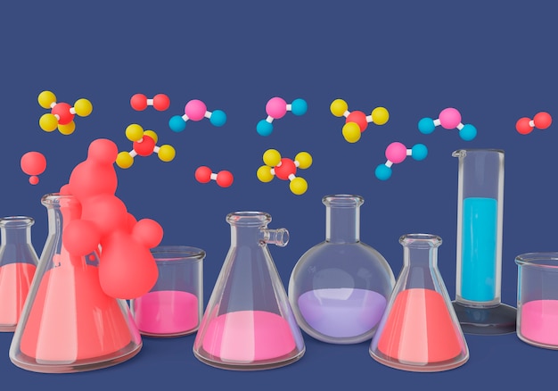 Rendu 3d de fond de nature morte scientifique