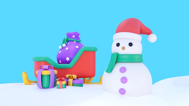 rendu 3d de fond de noël avec des icônes