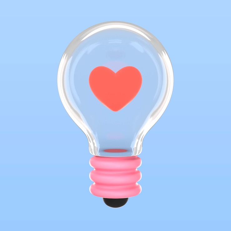 PSD gratuit rendu 3d de l'icône de l'ampoule de la saint-valentin