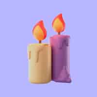 PSD gratuit rendu 3d de l'icône de bougies d'halloween