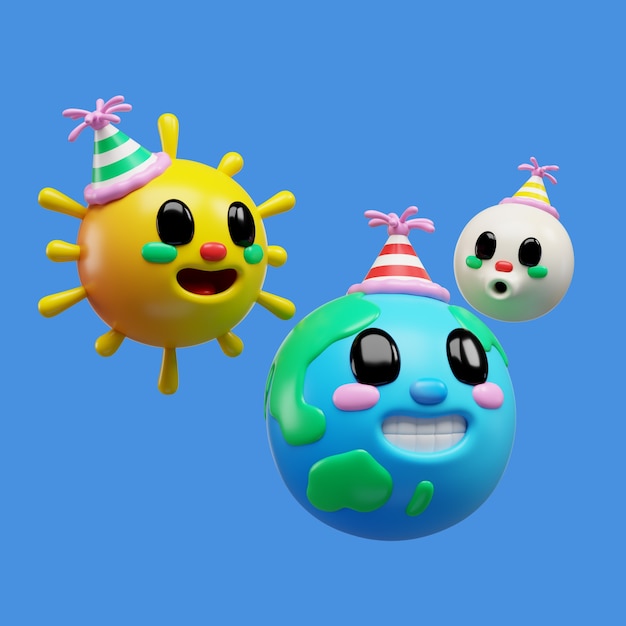 Le rendu 3D de l'icône emoji de la terre.