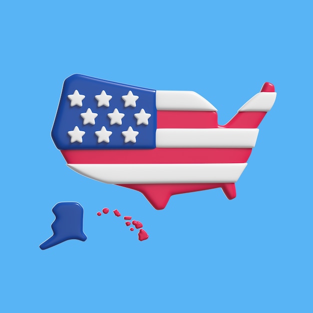 rendu 3d de l'icône des états-unis