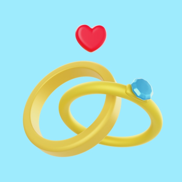 PSD gratuit rendu 3d de l'icône de mariage