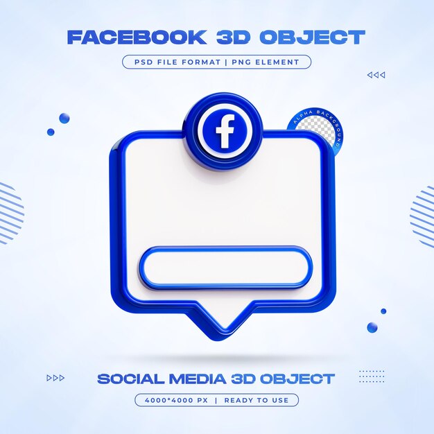 Le rendu 3D des médias sociaux Facebook est isolé pour la composition