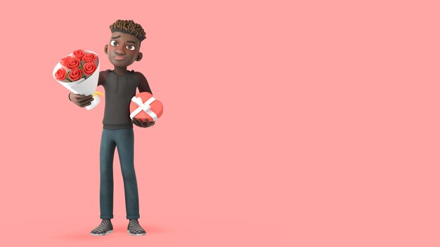 Rendu 3D de Mike avec des cadeaux