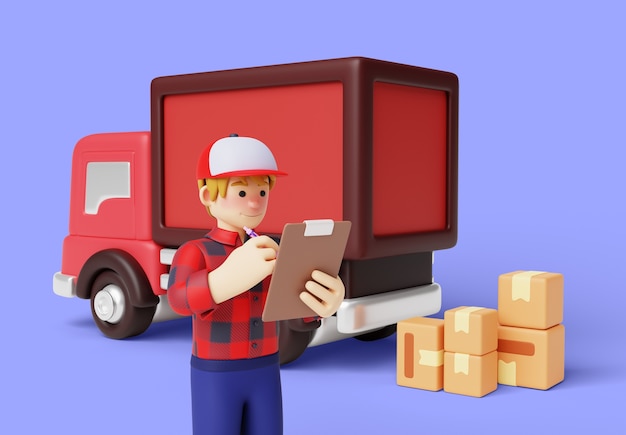 Rendu 3D d’un personnage représentant le secteur du transport