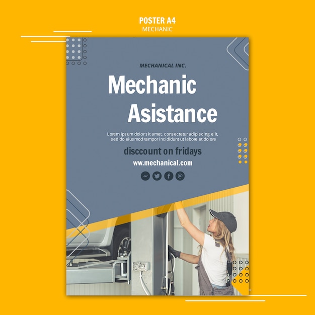 PSD gratuit réparez votre dépliant d'assistance mécanicien automobile