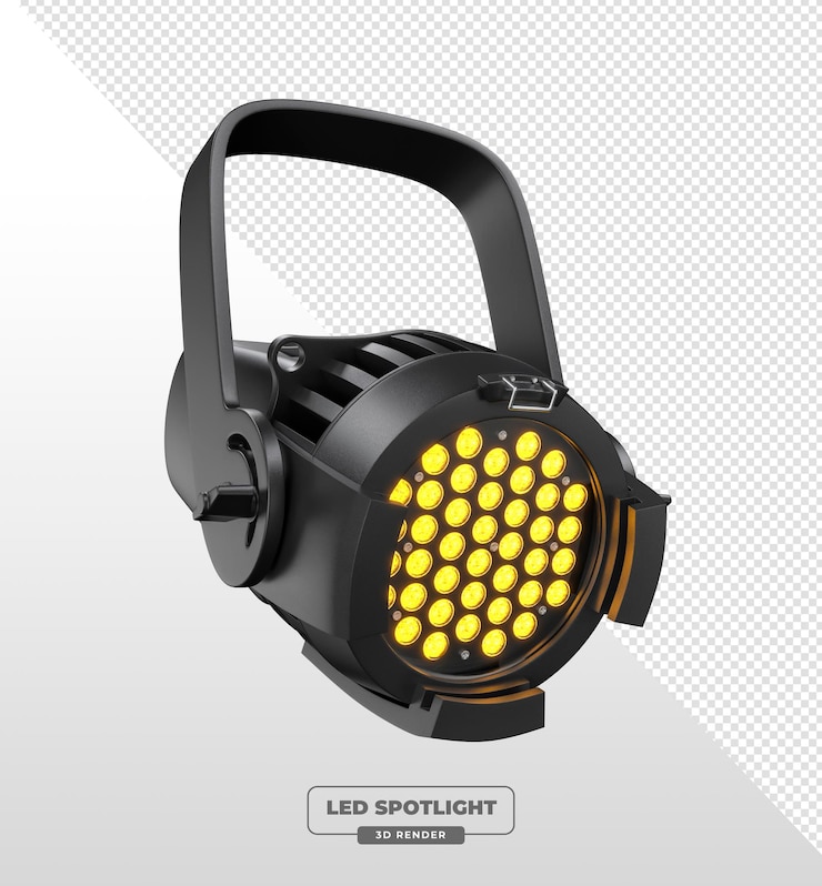 PSD gratuit répertoire led ronde lourde avec faisceau d'ambre pour l'éclairage de scène render 3d