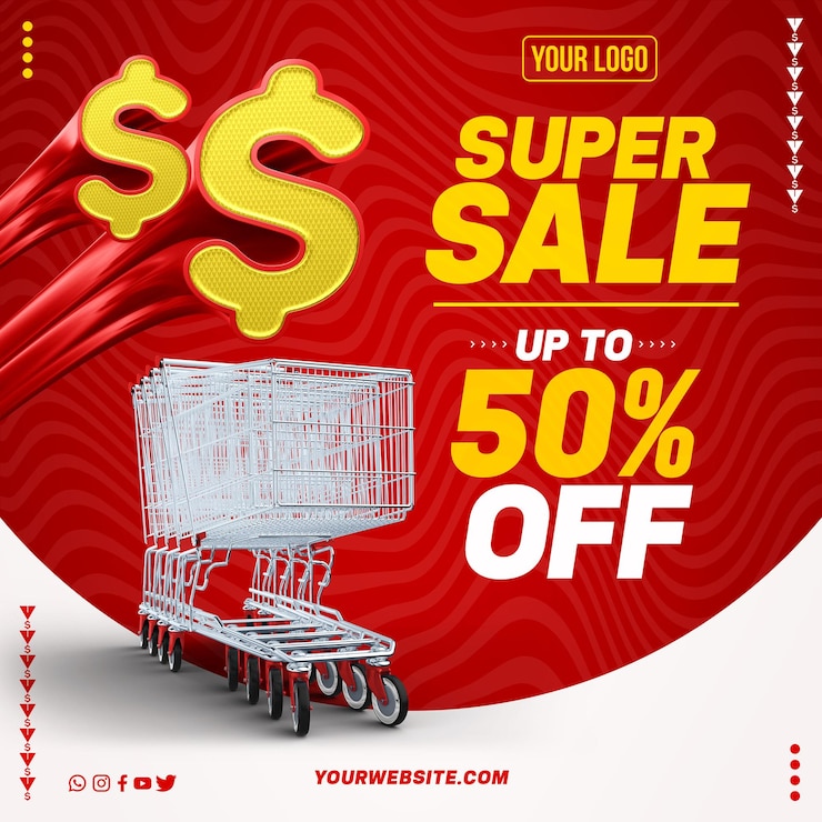 PSD gratuit les réseaux sociaux alimentent les supermarchés en super vente avec jusqu'à 50 de rabais