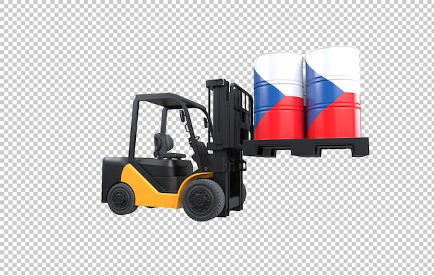 PSD gratuit réservoir de carburant de levage de chariot à fourche avec drapeau tchèque sur fond transparent