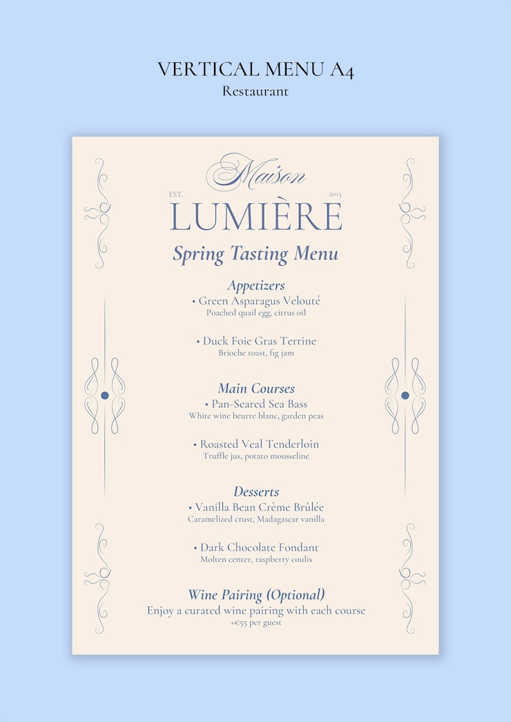 PSD gratuit restaurant modèle de menu design