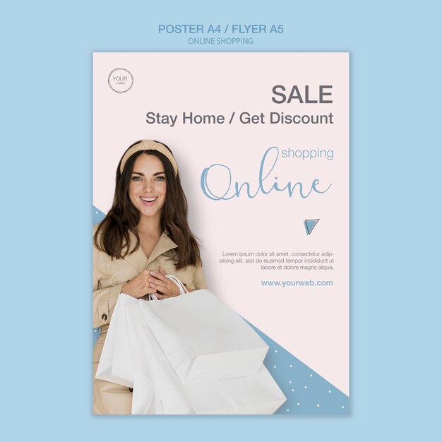 Restez à la maison et achetez un modèle d'affiche en ligne