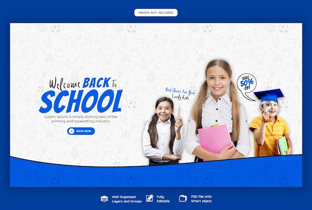 PSD gratuit retour au modèle de bannière web école