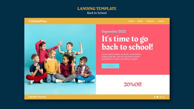 PSD gratuit retour au modèle de page de destination de l'école