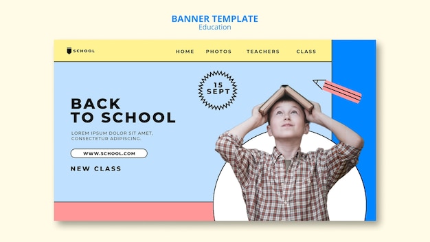 PSD gratuit retour au modèle de page de destination de l'école