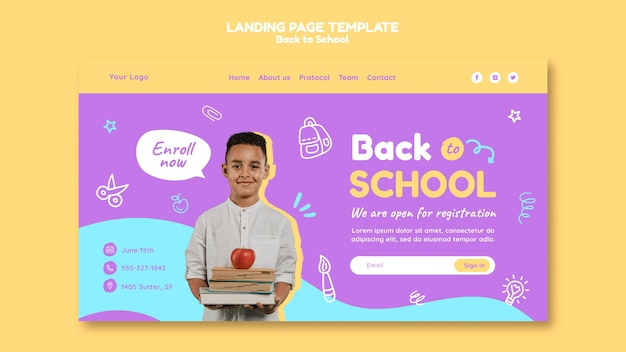 PSD gratuit retour au modèle de page de destination de l'école