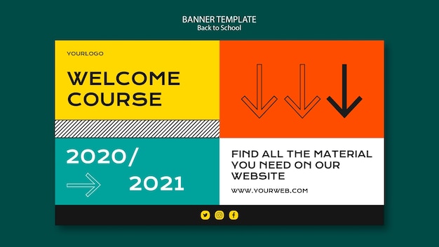 PSD gratuit retour à la conception de modèle de bannière scolaire