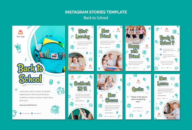 PSD gratuit retour à l'école modèle d'histoires instagram