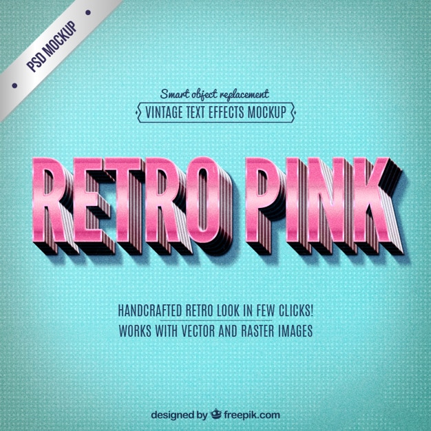 PSD gratuit retro lettrage rose