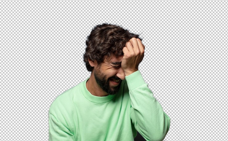 PSD gratuit rire et frapper le front comme dire doh j'ai oublié ou c'était une erreur stupide