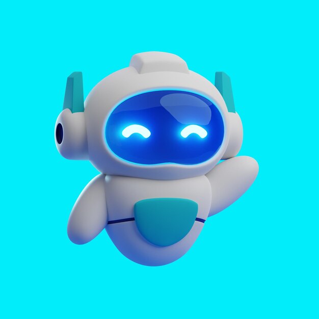 Robot 3D mignon agitant la main Vector de dessin animé Icon d'illustration Personne Technologie Vector plat isolé