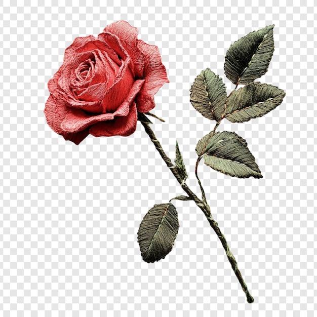 Une rose brodée Une œuvre d'art florale détaillée