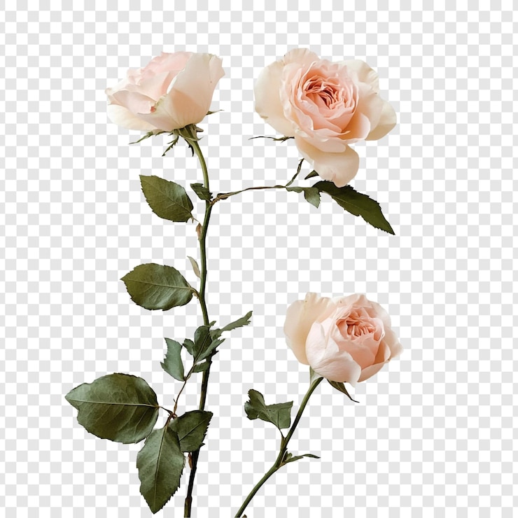 PSD gratuit des roses de pêche élégantes un trio de fleurs délicates