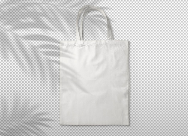 Sac fourre-tout blanc isolé avec palmier d'ombre