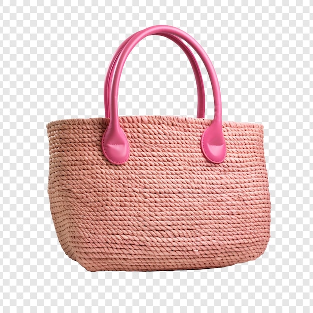 Sac De Paille Rose Isolé Sur Fond Transparent