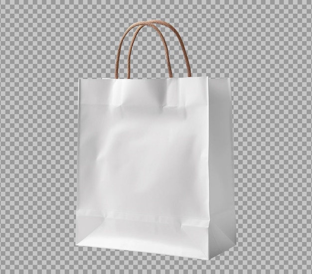 Sac En Papier Shopping Blanc Isolé Sur Fond