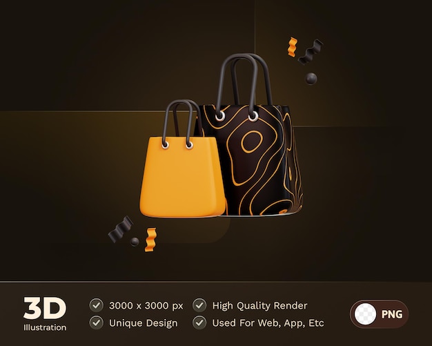 Sac Shopping Icône Illustration 3d E Commerce