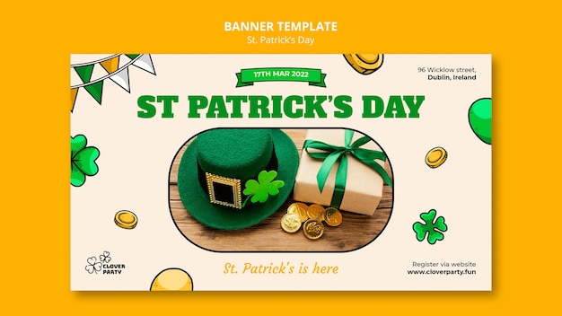 La Saint-patrick Célèbre Le Modèle De Bannière Horizontale