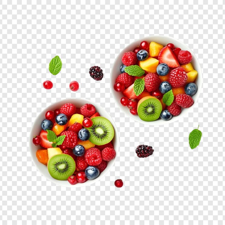 PSD gratuit une salade de fruits délicieuse et rafraîchissante dans des bols