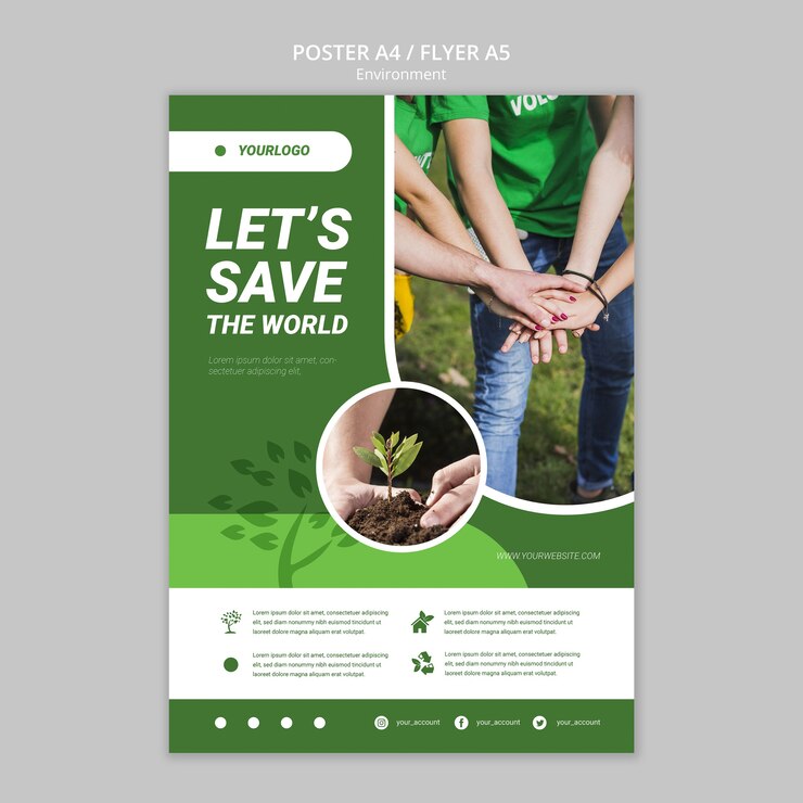 PSD gratuit sauvons le modèle d'affiche du monde