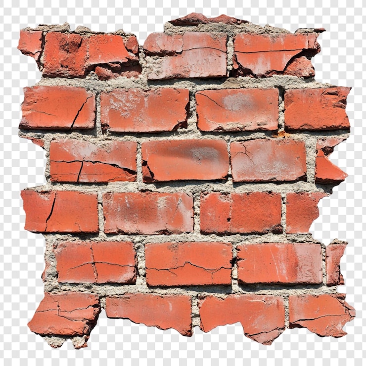 PSD gratuit une section de forme irrégulière d'un mur de briques rouges altéré par les intempéries