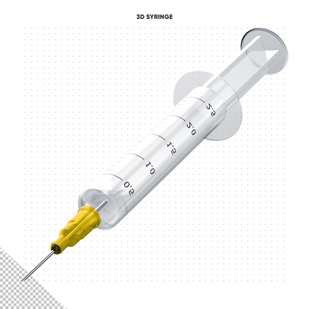 PSD gratuit seringue jaune de vaccination contre le coronavirus 3d