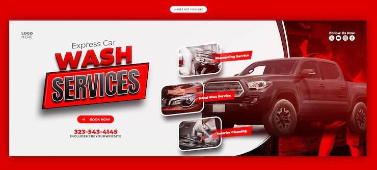 PSD gratuit service de lavage de voitures et de détail facebook modèle de post de couverture ou de bannière