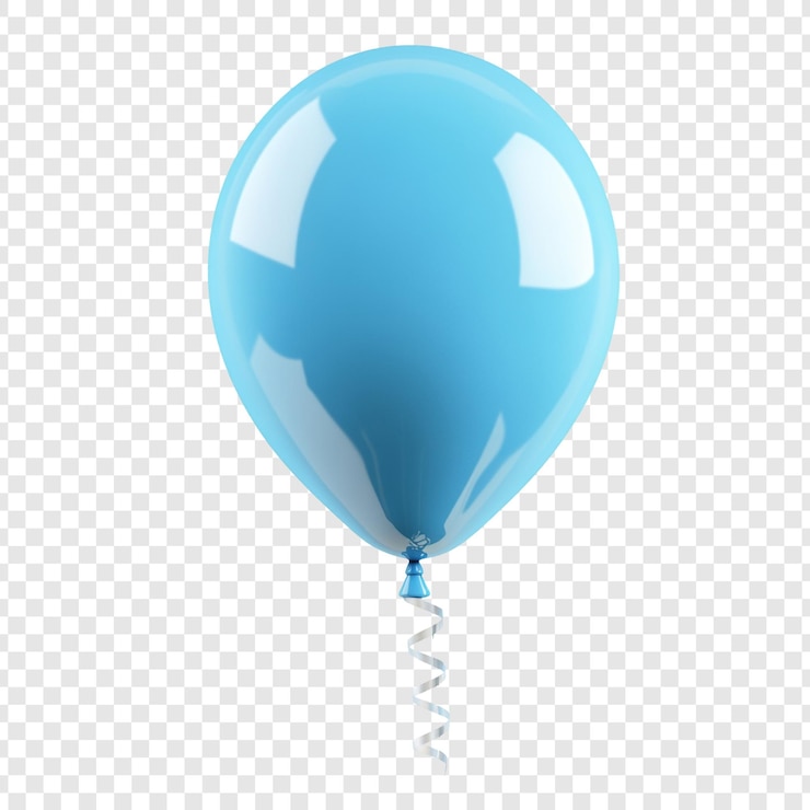 PSD gratuit un seul ballon bleu clair avec un ruban argenté