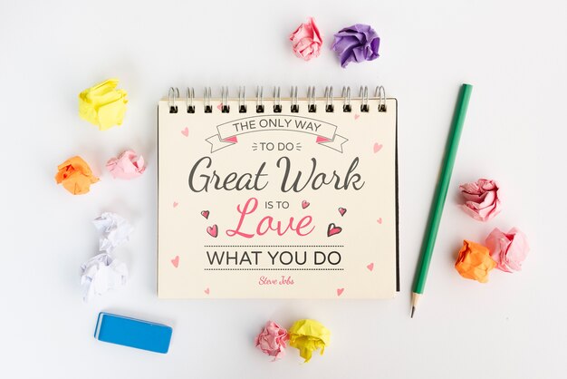 La Seule Facon De Faire Du Bon Travail Est D Aimer Quoi Faire Citation Sur Le Bloc Notes Psd Gratuite