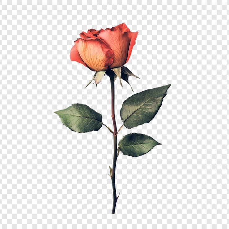 PSD gratuit une seule rose de pêche sur fond blanc