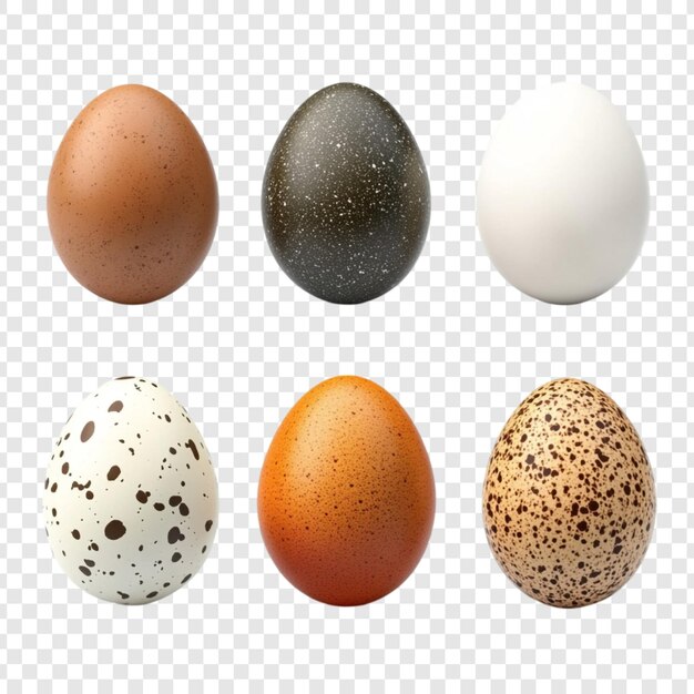 Six types d'œufs une collection colorée