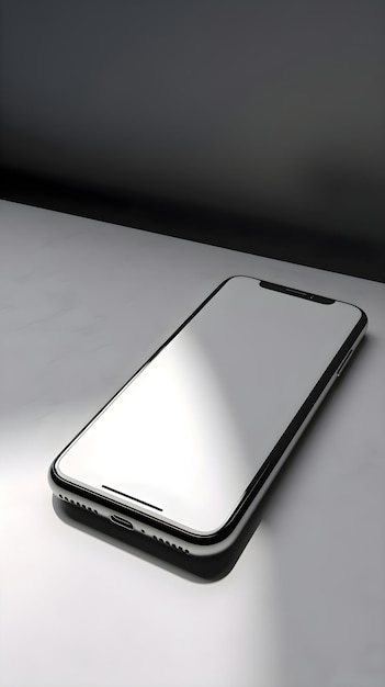 PSD gratuit smartphone avec un écran vide sur un fond gris rendu 3d
