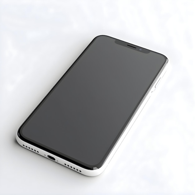 PSD gratuit smartphone noir avec écran vide isolé sur fond blanc rendu 3d