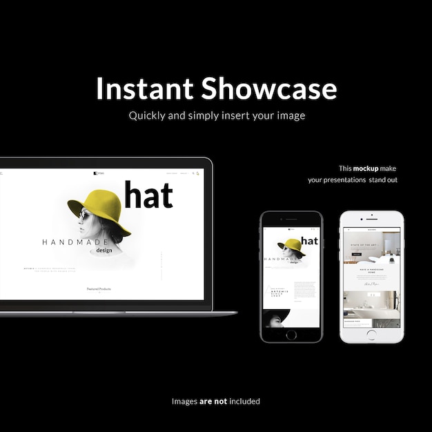PSD gratuit smartphone et ordinateur portable sur fond noir maquette