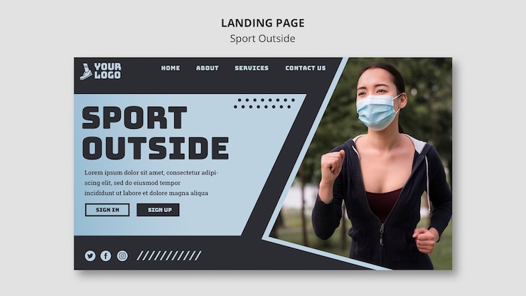 PSD gratuit sport en dehors de la page de destination