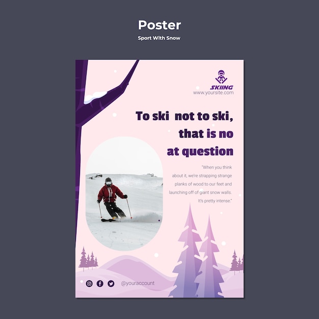 Sport avec modèle d'affiche de neige